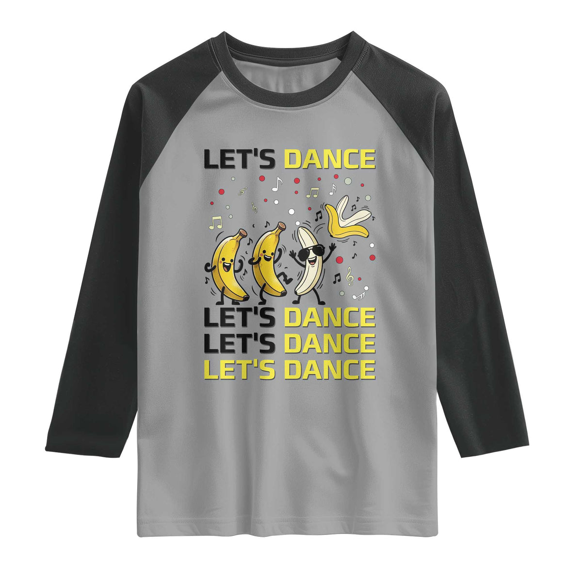 Funny Dancing Banana Raglan Shirt Lets Dance Silly Meme Graphic TS12 Sport Gray Black Print Your Wear