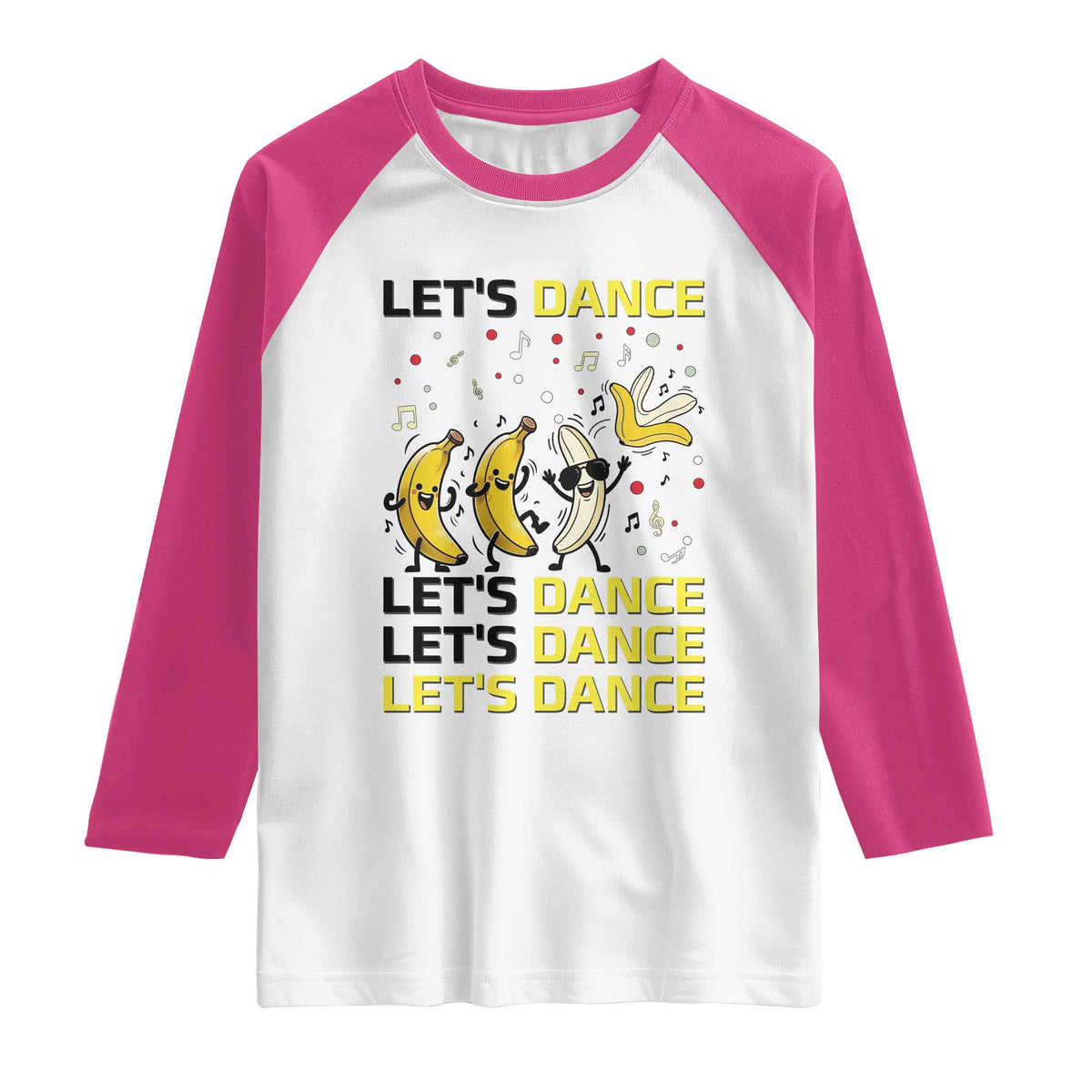 Funny Dancing Banana Raglan Shirt Lets Dance Silly Meme Graphic TS12 White Heliconia Print Your Wear
