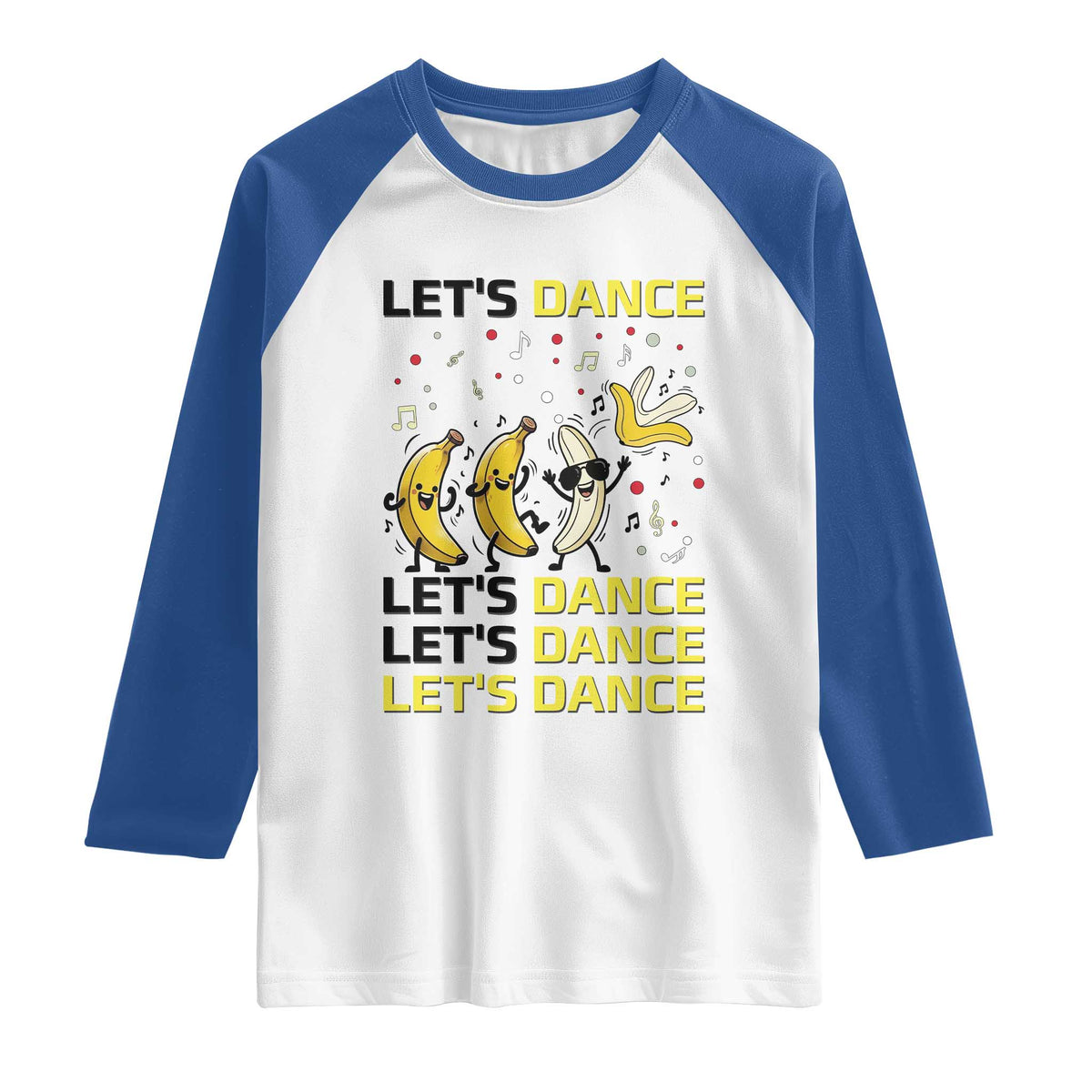 Funny Dancing Banana Raglan Shirt Lets Dance Silly Meme Graphic TS12 White Royal Print Your Wear