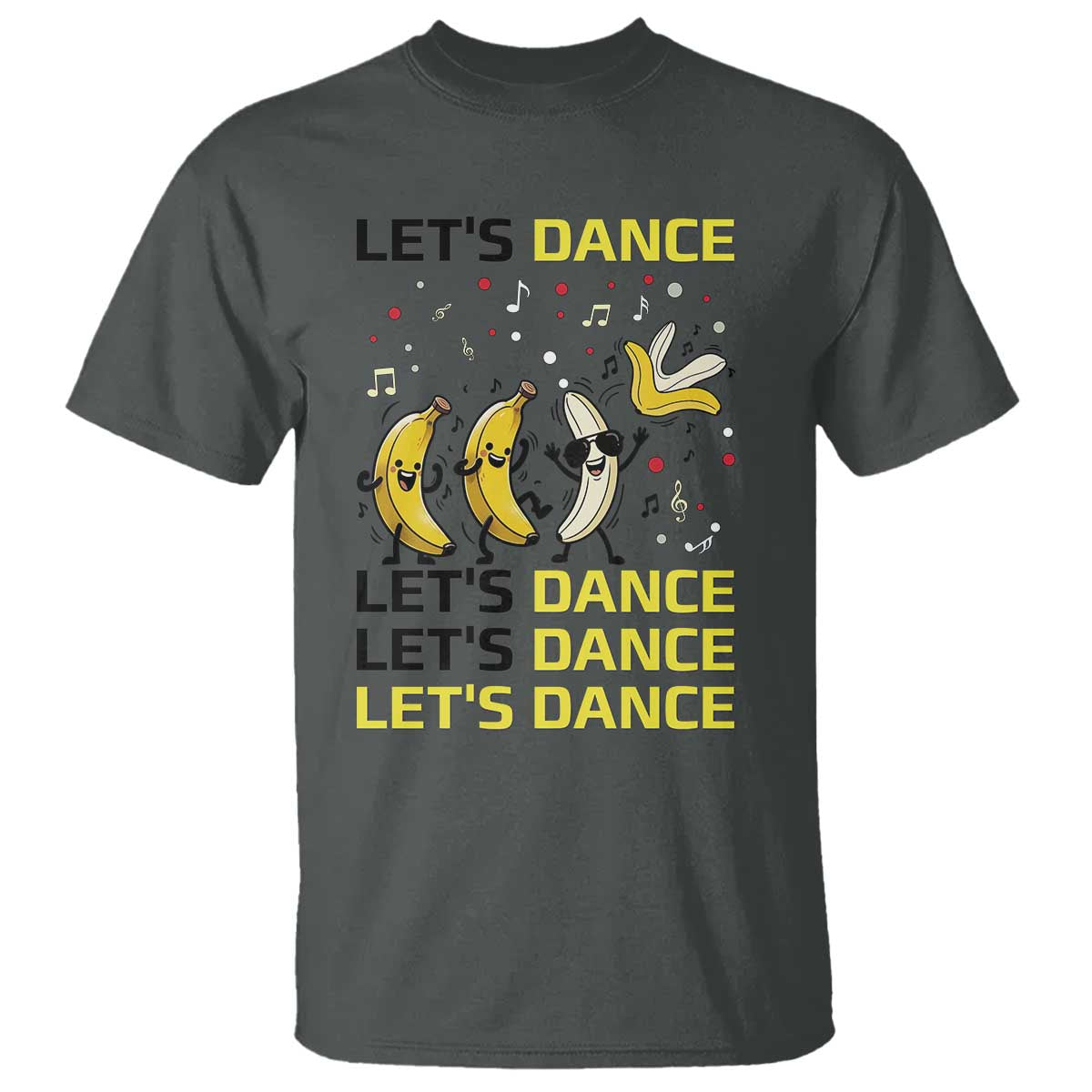 Funny Dancing Banana T Shirt Lets Dance Silly Meme Graphic TS12 Dark Heather Print Your Wear