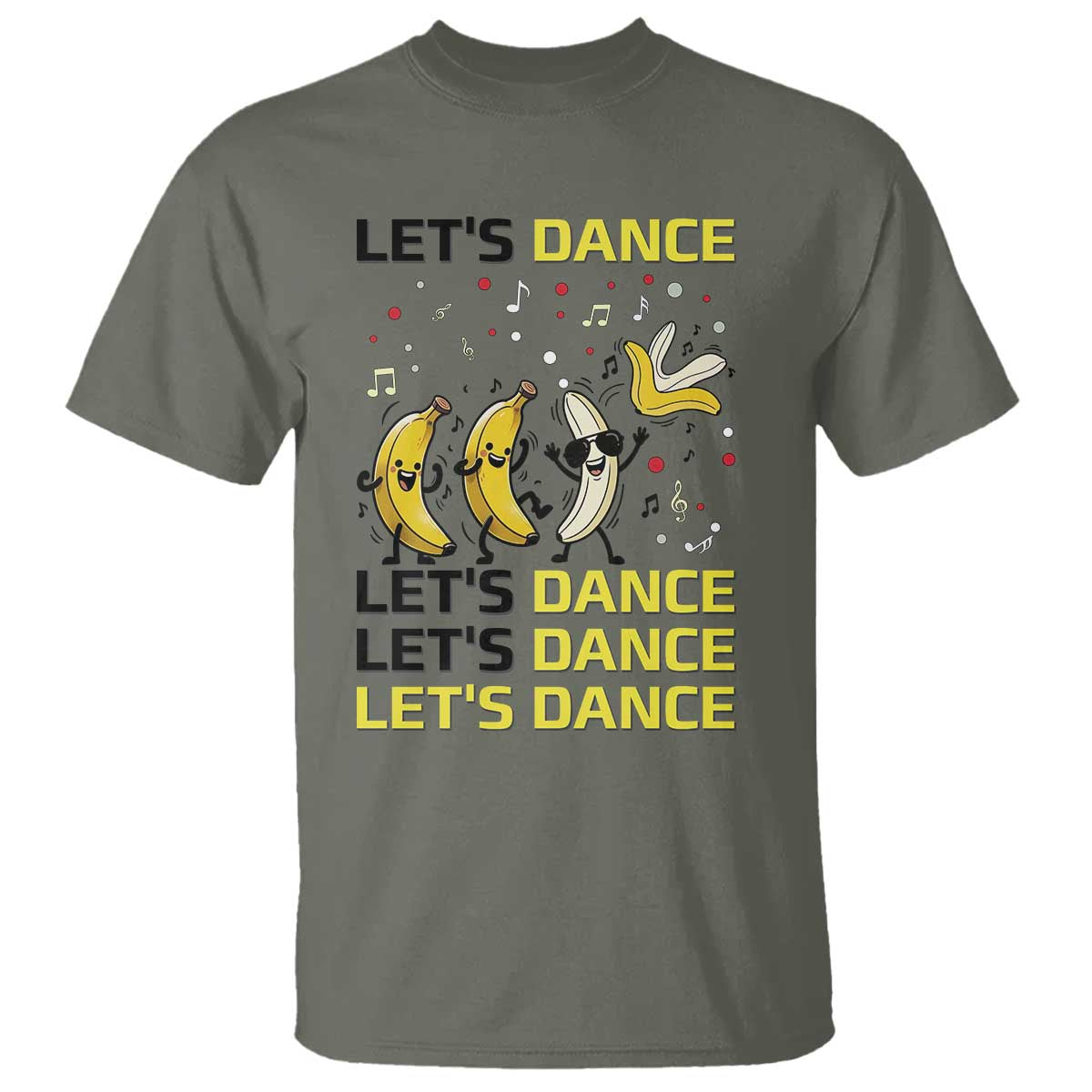 Funny Dancing Banana T Shirt Lets Dance Silly Meme Graphic TS12 Military Green Print Your Wear