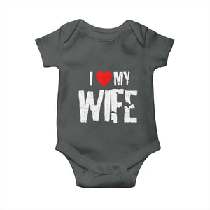 Funny Husband Gift Baby Onesie I Love My Wife TS12 Dark Heather Print Your Wear