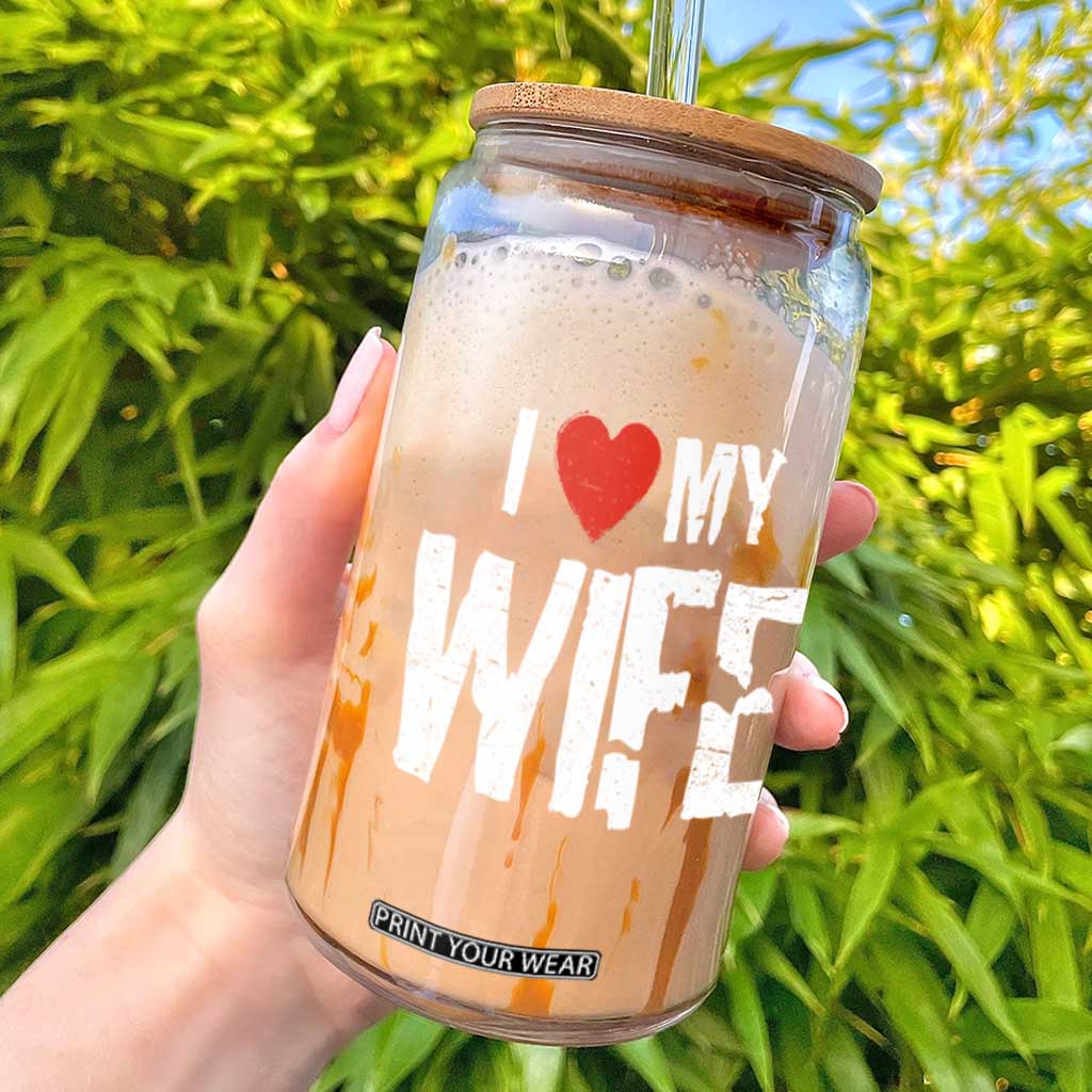 Funny Husband Gift Glass Can I Love My Wife TS12 Black Print Your Wear