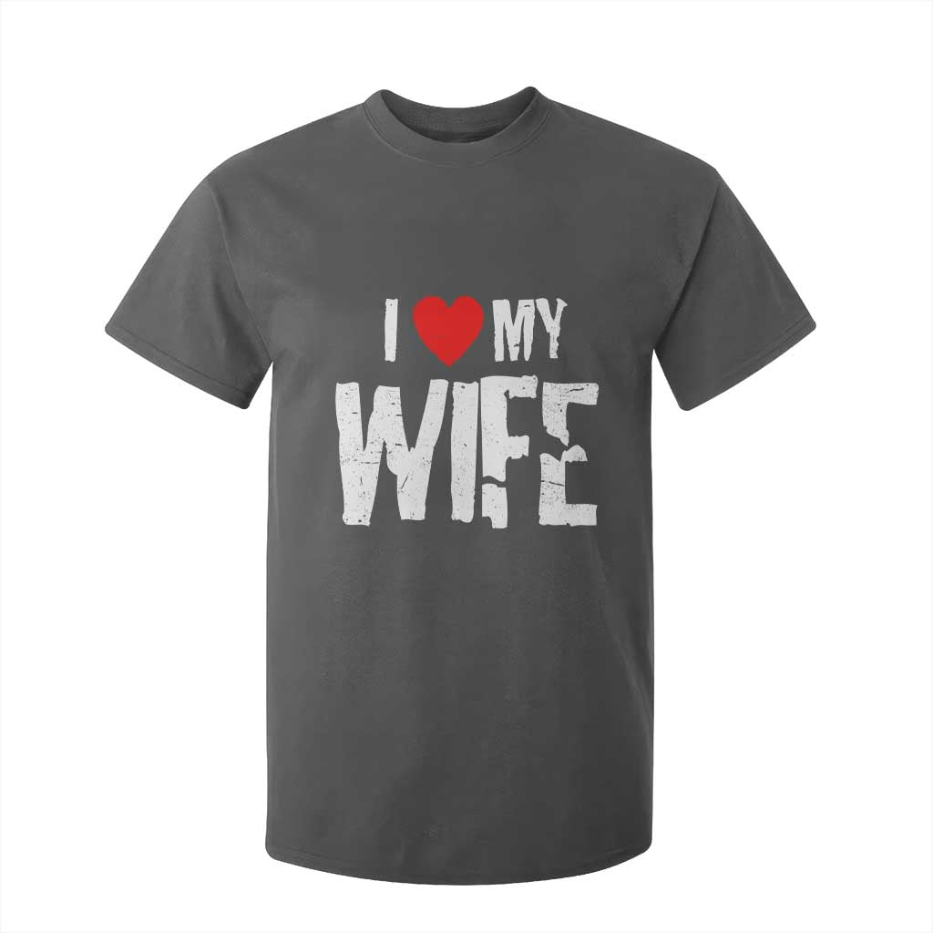 Funny Husband Gift T Shirt For Kid I Love My Wife TS12 Dark Heather Print Your Wear