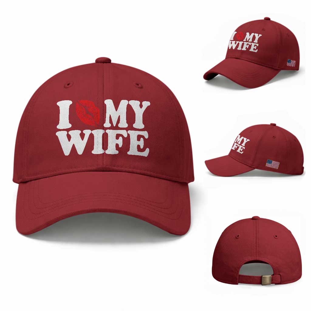 Funny Marriage Gift Baseball Cap I Love My Wife TS12 Baseball Cap Universal Fit Cherry Red Print Your Wear