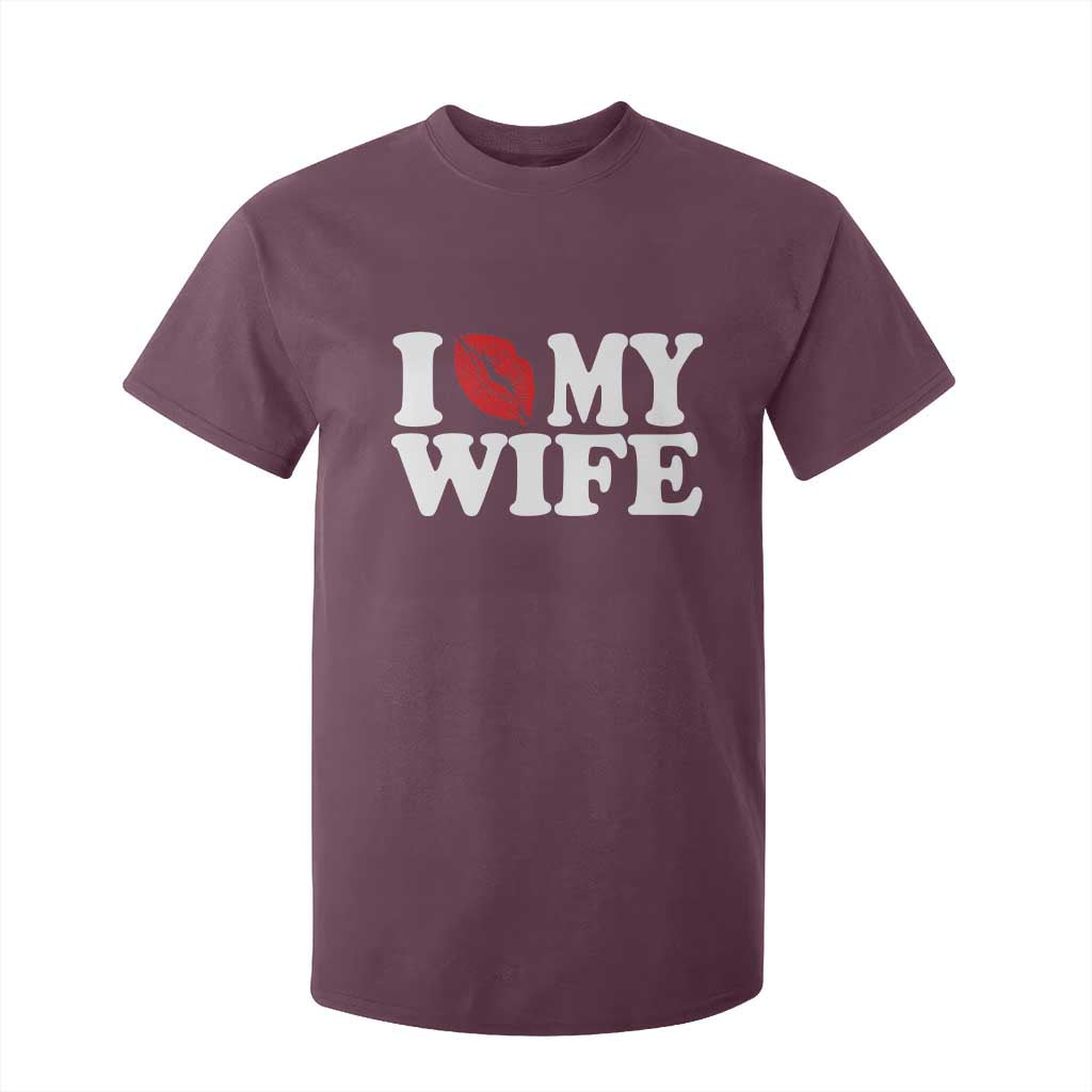 Funny Marriage Gift T Shirt For Kid I Love My Wife TS12 Maroon Print Your Wear