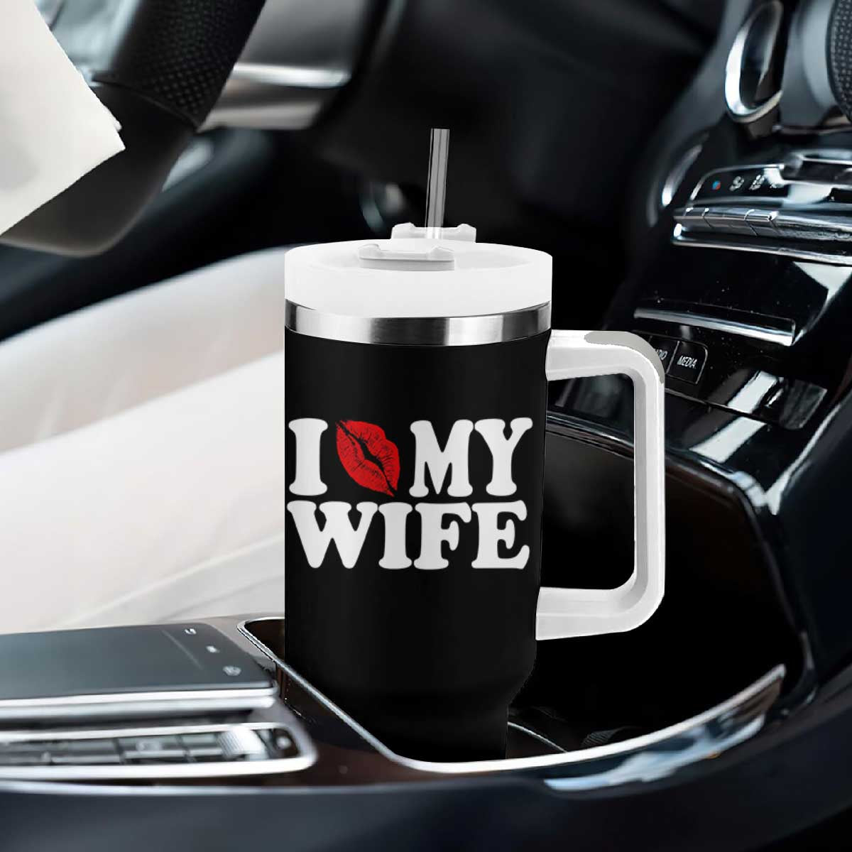 Funny Marriage Gift Tumbler With Handle I Love My Wife TS12 Print Your Wear