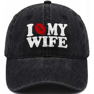 Funny Marriage Gift Washed Cotton Baseball Cap I Love My Wife TS12 Print Your Wear