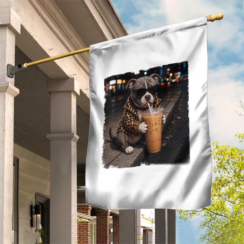 Funny Pitbull Drinking Coffee Garden Flag Dog Meme Caffeine Graphic TS12 Print Your Wear