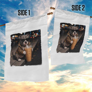 Funny Pitbull Drinking Coffee Garden Flag Dog Meme Caffeine Graphic TS12 Print Your Wear