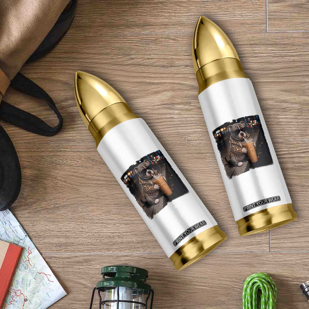 Funny Pitbull Drinking Coffee Bullet Tumbler Dog Meme Caffeine Graphic TS12 Print Your Wear