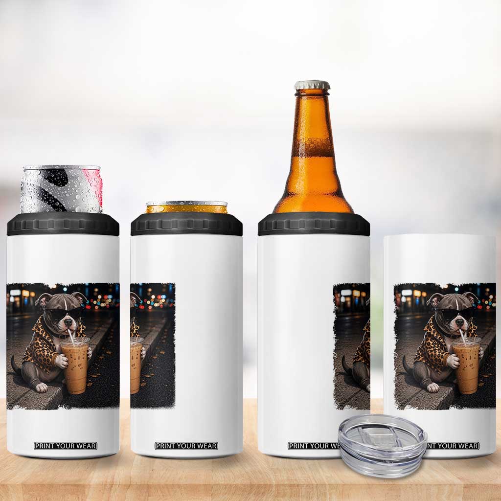 Funny Pitbull Drinking Coffee 4 in 1 Can Cooler Tumbler Dog Meme Caffeine Graphic TS12 Print Your Wear