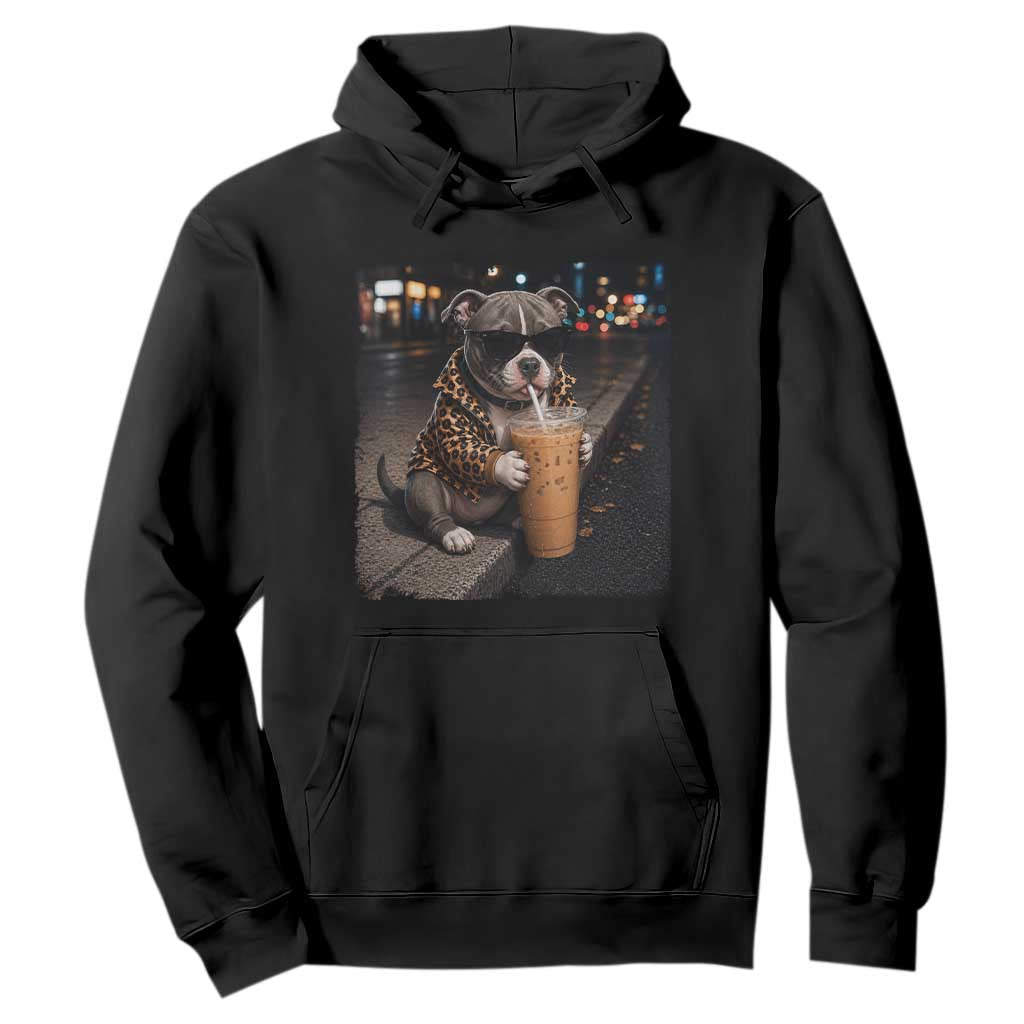 Funny Pitbull Drinking Coffee Hoodie Dog Meme Caffeine Graphic TS12 Black Print Your Wear