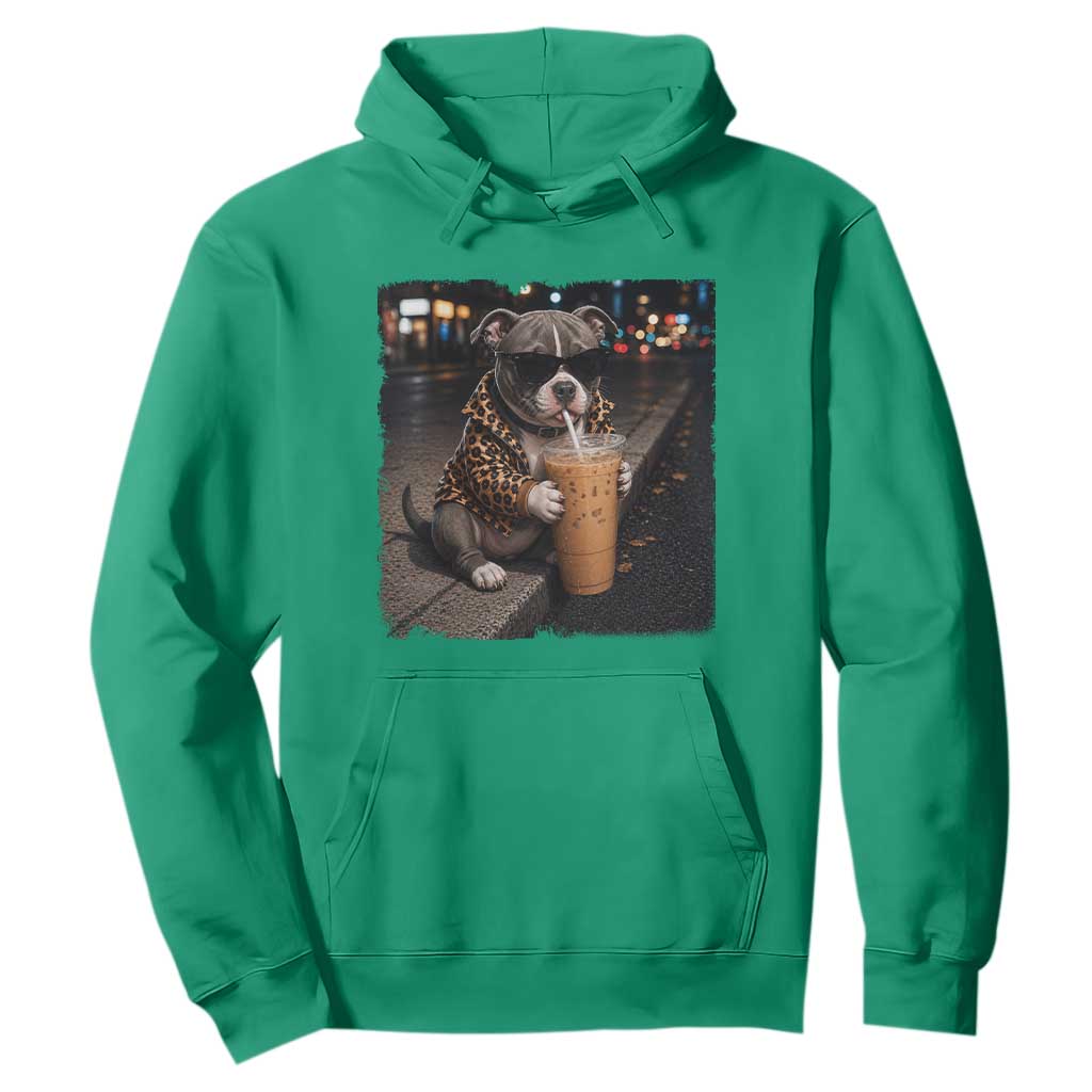 Funny Pitbull Drinking Coffee Hoodie Dog Meme Caffeine Graphic TS12 Irish Green Print Your Wear