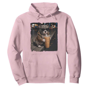 Funny Pitbull Drinking Coffee Hoodie Dog Meme Caffeine Graphic TS12 Light Pink Print Your Wear