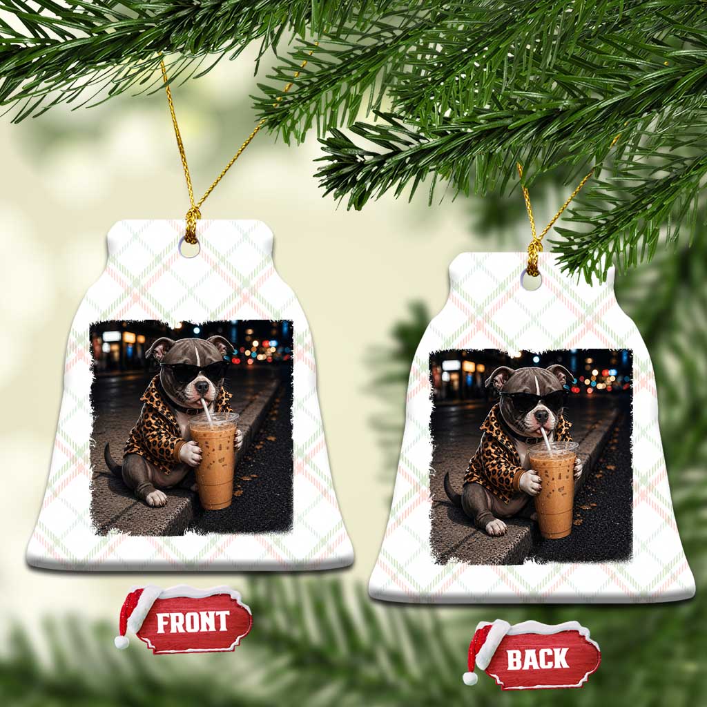 Funny Pitbull Drinking Coffee Ceramic Ornament Dog Meme Caffeine Graphic TS12 Print Your Wear