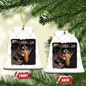Funny Pitbull Drinking Coffee Ceramic Ornament Dog Meme Caffeine Graphic TS12 Print Your Wear