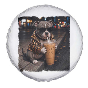 Funny Pitbull Drinking Coffee Spare Tire Cover Dog Meme Caffeine Graphic TS12 Print Your Wear