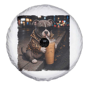 Funny Pitbull Drinking Coffee Spare Tire Cover Dog Meme Caffeine Graphic TS12 Print Your Wear