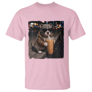 Funny Pitbull Drinking Coffee T Shirt Dog Meme Caffeine Graphic TS12 Light Pink Print Your Wear