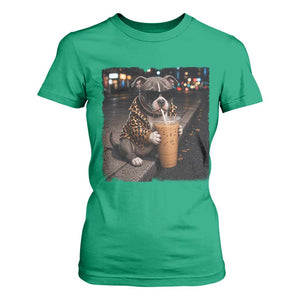 Funny Pitbull Drinking Coffee T Shirt For Women Dog Meme Caffeine Graphic TS12 Irish Green Print Your Wear