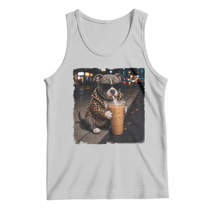 Funny Pitbull Drinking Coffee Tank Top Dog Meme Caffeine Graphic TS12 Ash Print Your Wear