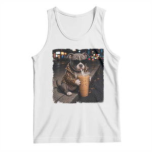 Funny Pitbull Drinking Coffee Tank Top Dog Meme Caffeine Graphic TS12 White Print Your Wear