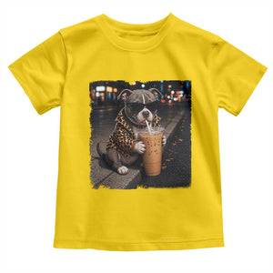Funny Pitbull Drinking Coffee Toddler T Shirt Dog Meme Caffeine Graphic TS12 Daisy Print Your Wear