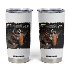 Funny Pitbull Drinking Coffee Tumbler Cup Dog Meme Caffeine Graphic TS12 White Print Your Wear