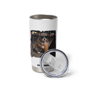 Funny Pitbull Drinking Coffee Tumbler Cup Dog Meme Caffeine Graphic TS12 Print Your Wear