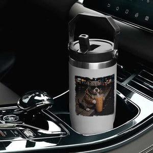 Funny Pitbull Drinking Coffee Flip Straw Tumbler Dog Meme Caffeine Graphic TS12 Print Your Wear