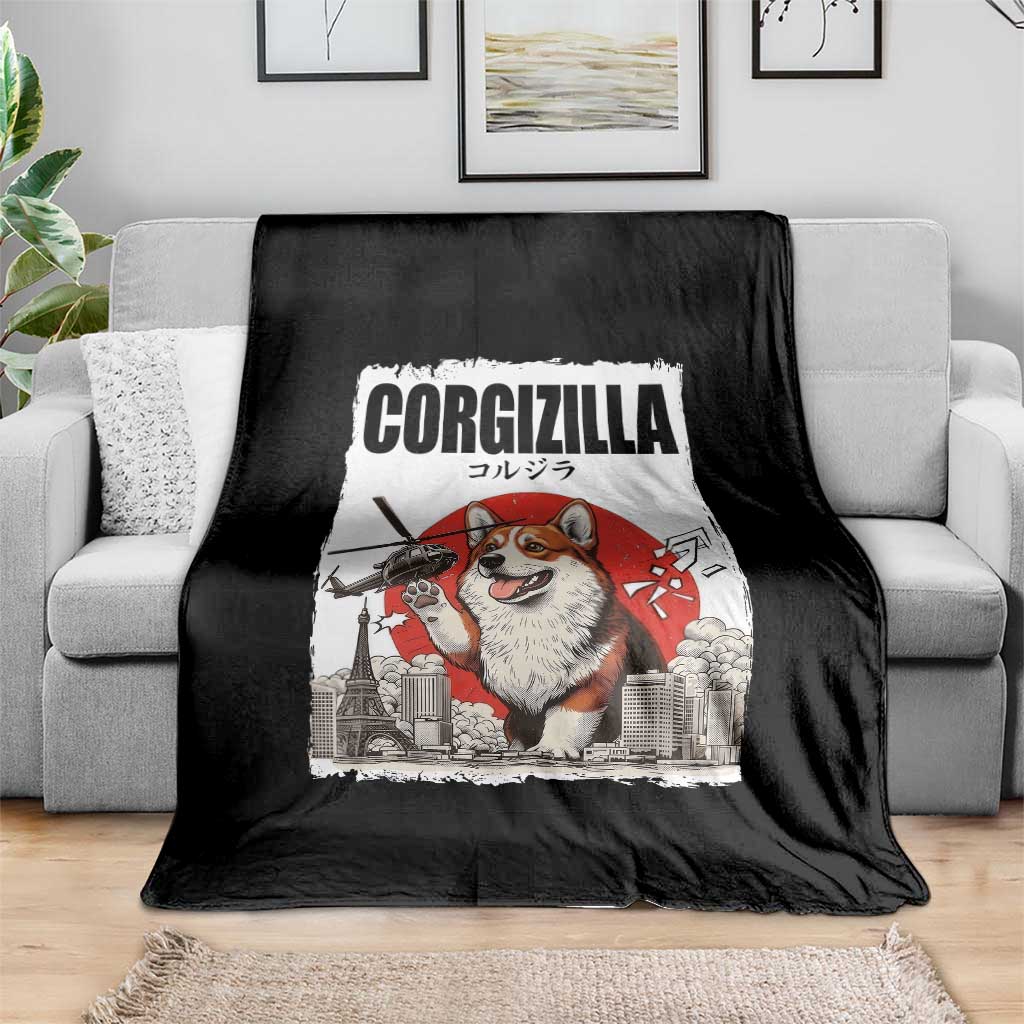 Corgizilla Giant Throw Blanket Funny Corgi Monster Roaring Tokyo Japan TS12 Print Your Wear