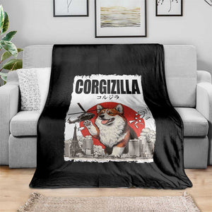 Corgizilla Giant Throw Blanket Funny Corgi Monster Roaring Tokyo Japan TS12 Print Your Wear