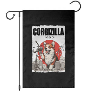 Corgizilla Giant Garden Flag Funny Corgi Monster Roaring Tokyo Japan TS12 Black Print Your Wear