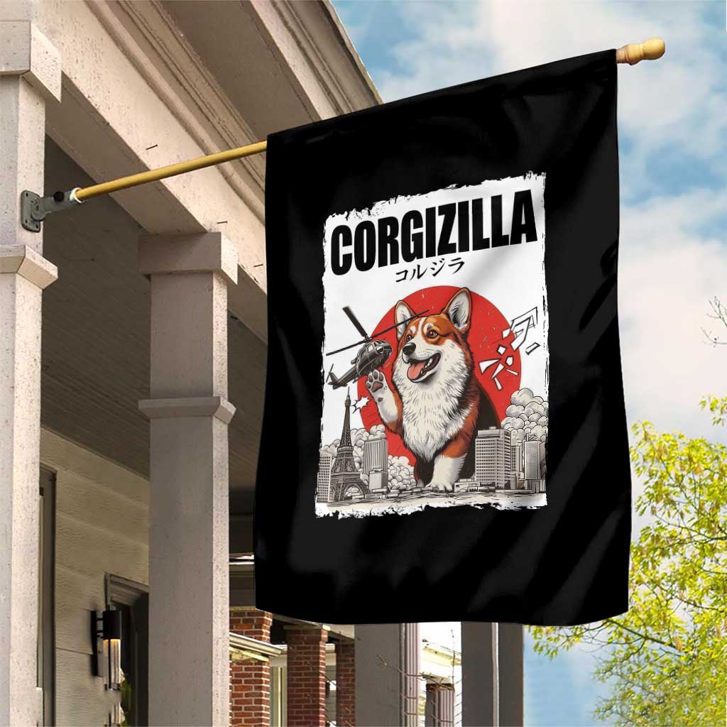 Corgizilla Giant Garden Flag Funny Corgi Monster Roaring Tokyo Japan TS12 Print Your Wear