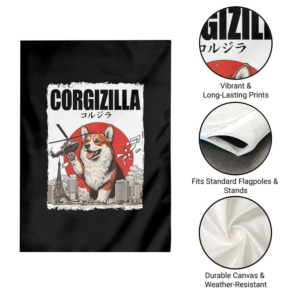Corgizilla Giant Garden Flag Funny Corgi Monster Roaring Tokyo Japan TS12 Print Your Wear