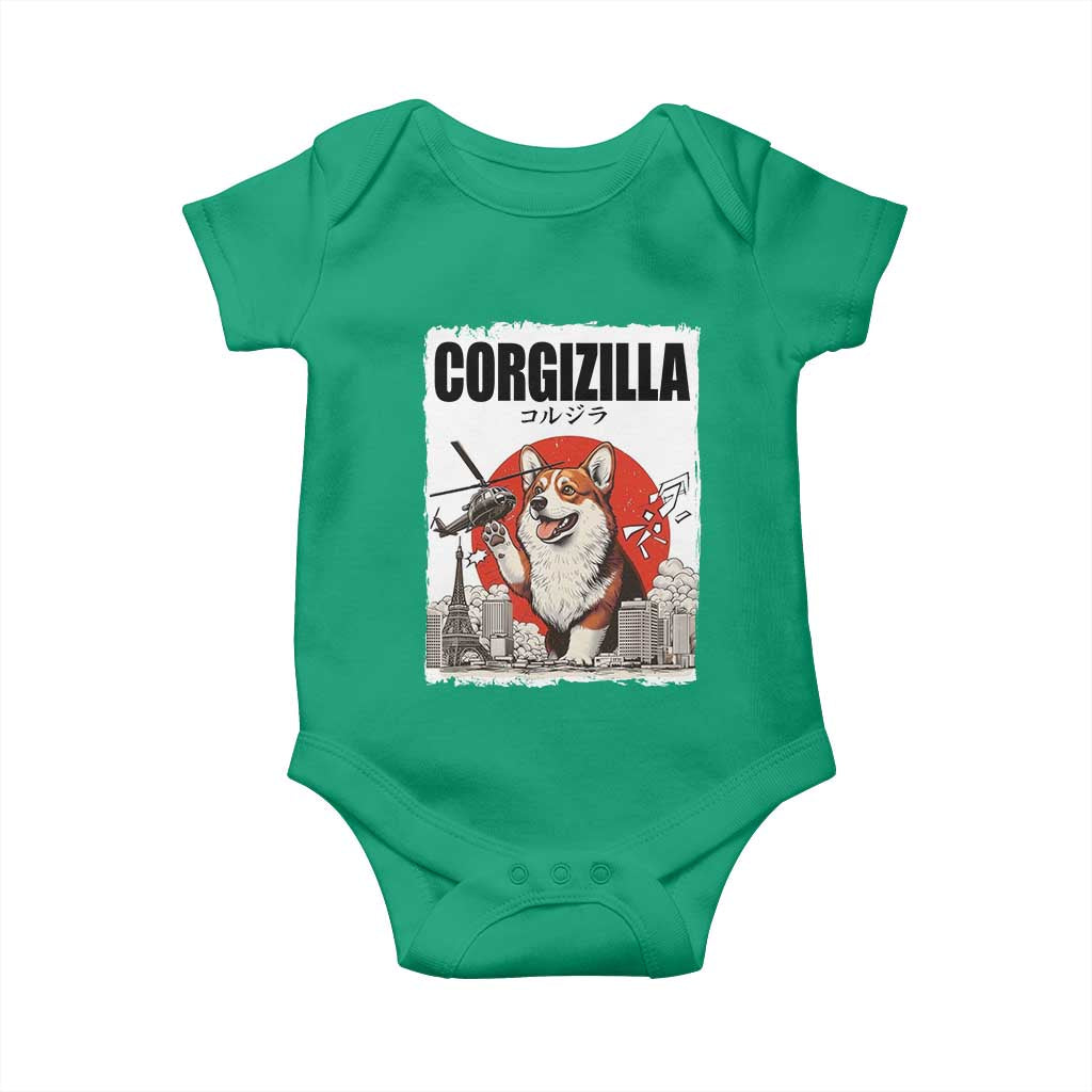 Corgizilla Giant Baby Onesie Funny Corgi Monster Roaring Tokyo Japan TS12 Irish Green Print Your Wear