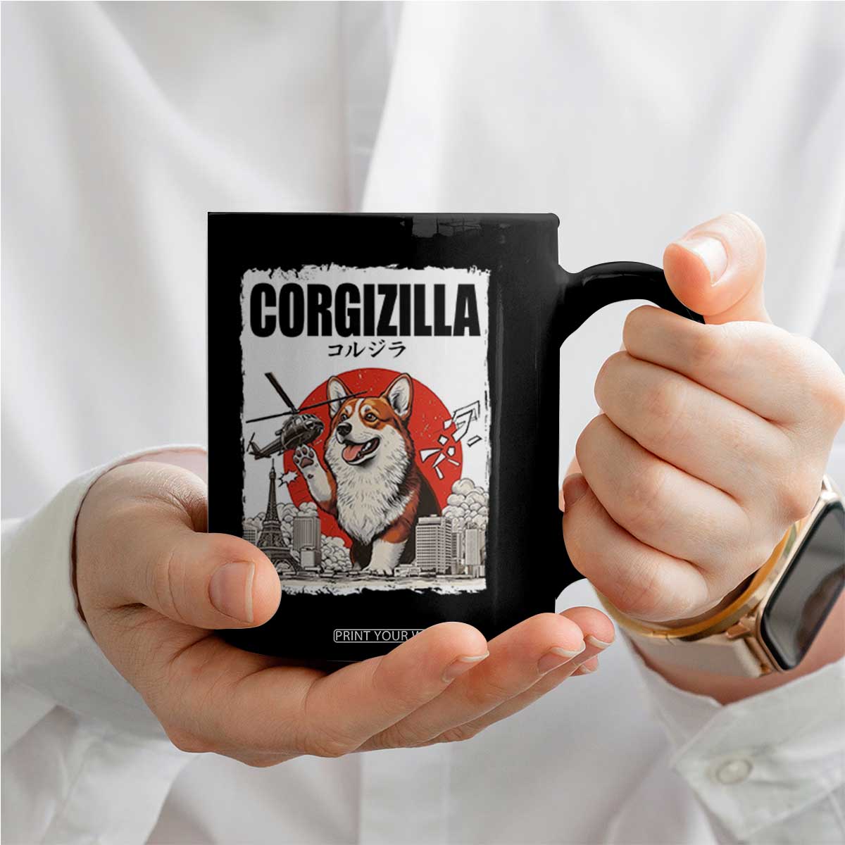Corgizilla Giant Coffee Mug Funny Corgi Monster Roaring Tokyo Japan TS12 Print Your Wear