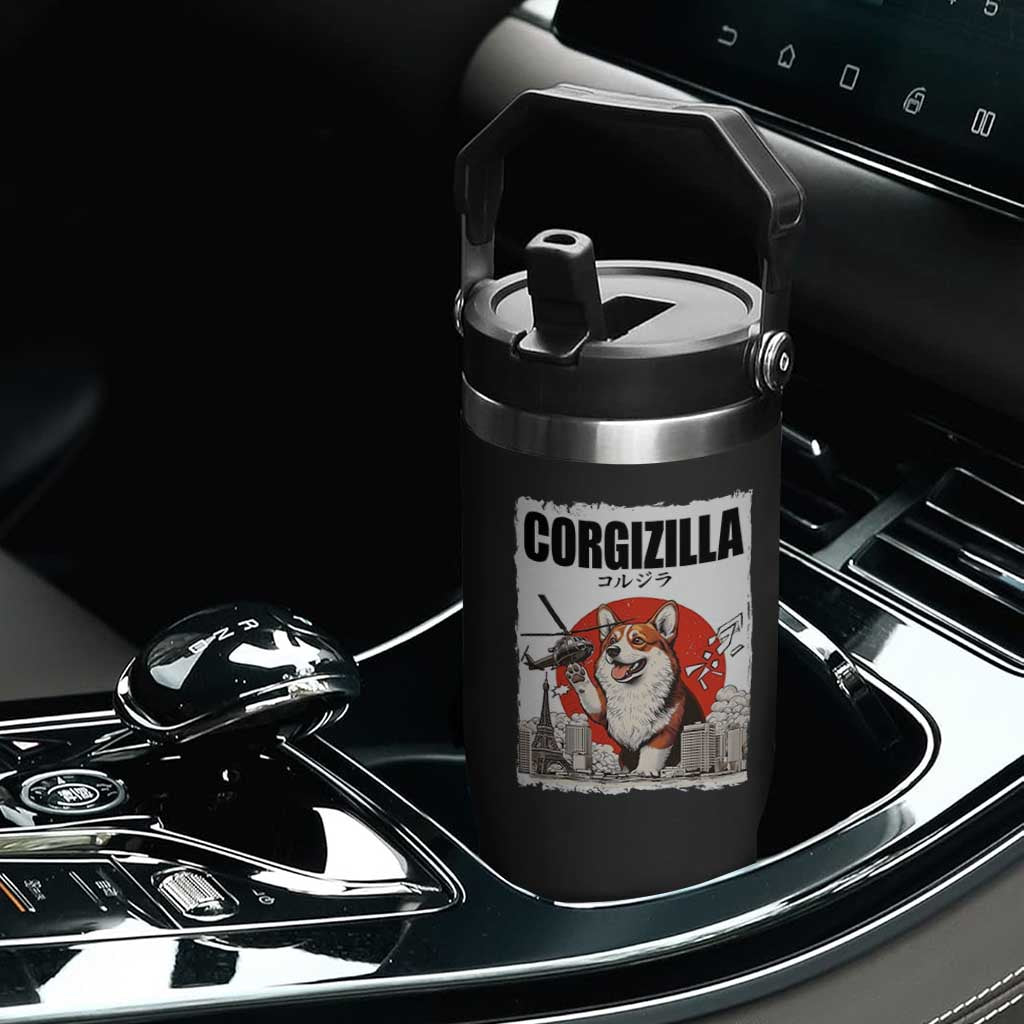 Corgizilla Giant Flip Straw Tumbler Funny Corgi Monster Roaring Tokyo Japan TS12 Print Your Wear