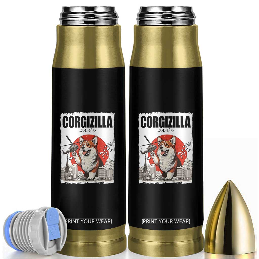 Corgizilla Giant Bullet Tumbler Funny Corgi Monster Roaring Tokyo Japan TS12 Black Print Your Wear