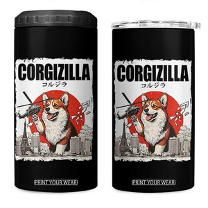 Corgizilla Giant 4 in 1 Can Cooler Tumbler Funny Corgi Monster Roaring Tokyo Japan TS12 One Size: 16 oz Black Print Your Wear