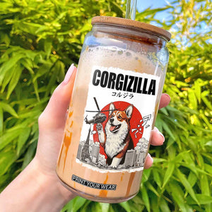 Corgizilla Giant Glass Can Funny Corgi Monster Roaring Tokyo Japan TS12 Black Print Your Wear