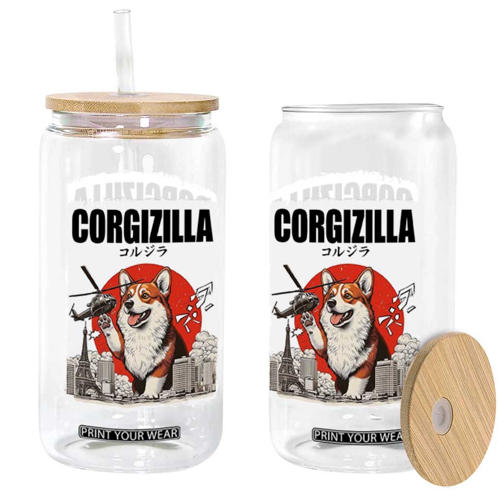 Corgizilla Giant Glass Can Funny Corgi Monster Roaring Tokyo Japan TS12 Print Your Wear