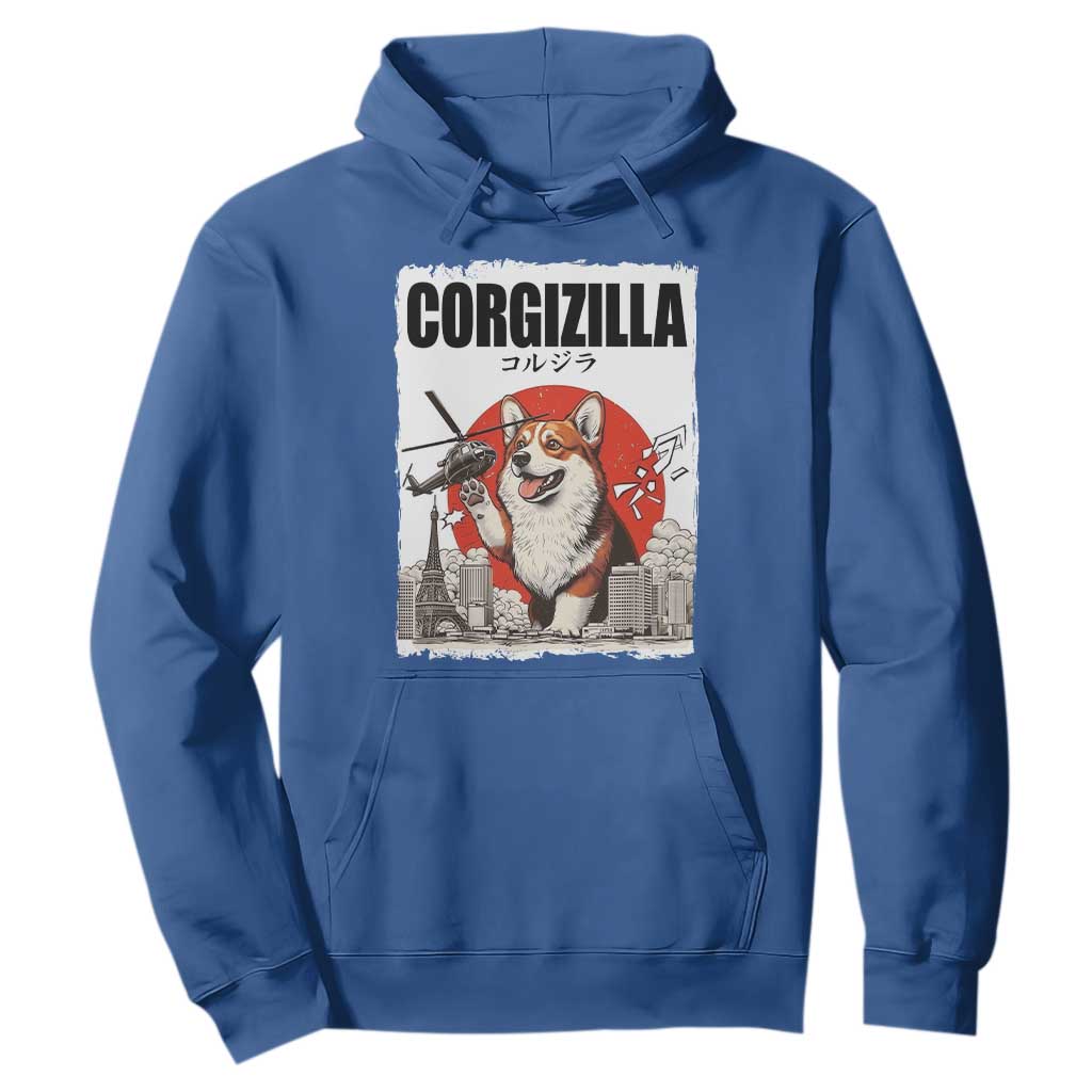 Corgizilla Giant Hoodie Funny Corgi Monster Roaring Tokyo Japan TS12 Royal Blue Print Your Wear