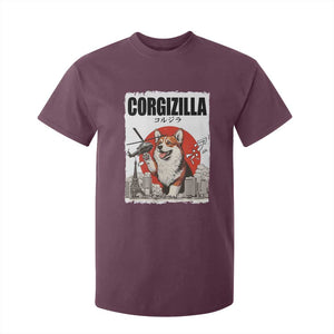 Corgizilla Giant T Shirt For Kid Funny Corgi Monster Roaring Tokyo Japan TS12 Maroon Print Your Wear