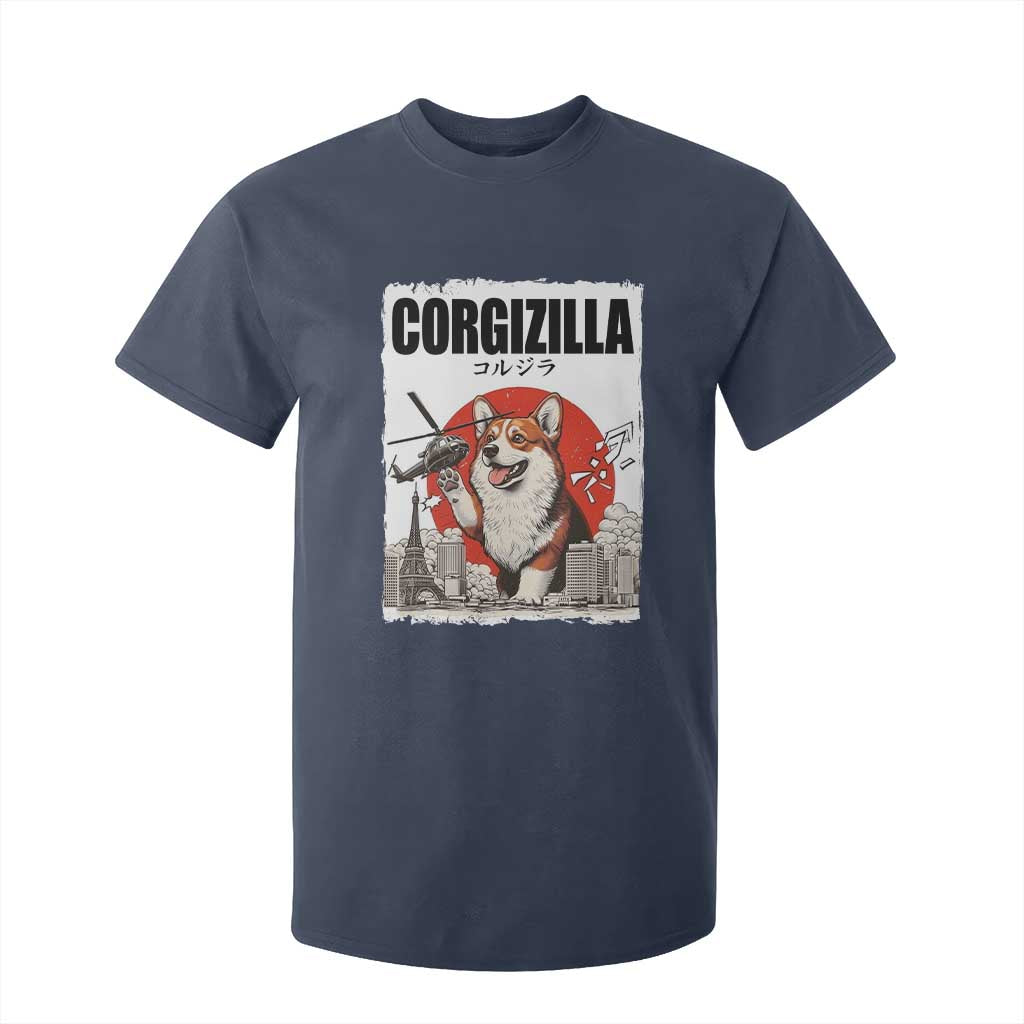 Corgizilla Giant T Shirt For Kid Funny Corgi Monster Roaring Tokyo Japan TS12 Navy Print Your Wear