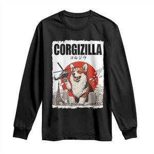Corgizilla Giant Long Sleeve Shirt Funny Corgi Monster Roaring Tokyo Japan TS12 Black Print Your Wear