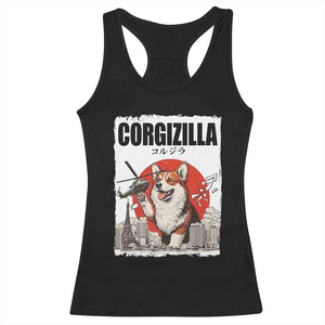 Corgizilla Giant Racerback Tank Top Funny Corgi Monster Roaring Tokyo Japan TS12 Black Print Your Wear