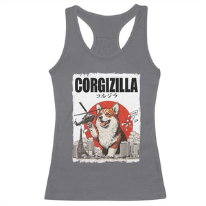 Corgizilla Giant Racerback Tank Top Funny Corgi Monster Roaring Tokyo Japan TS12 Charcoal Print Your Wear