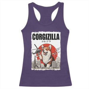Corgizilla Giant Racerback Tank Top Funny Corgi Monster Roaring Tokyo Japan TS12 Purple Print Your Wear